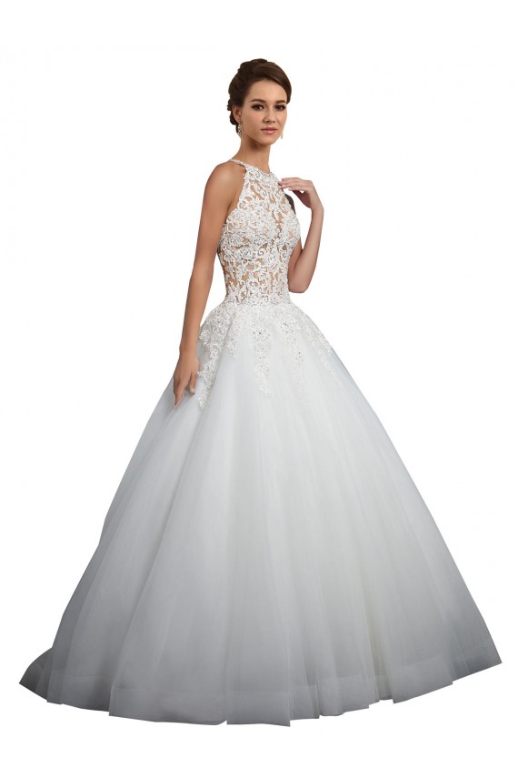 Ivoire Princesse Col Haut Tulle Dentelle Robes de mariée à Vendre
