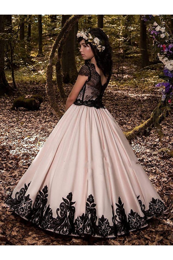 Ivoire Princesse Satiné Dentelle Longue Robes de demoiselle d'honneur - fillette à Vendre