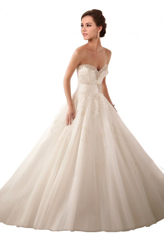 Ivoire Princesse Satiné Tulle Dentelle Robes de mariée à Vendre