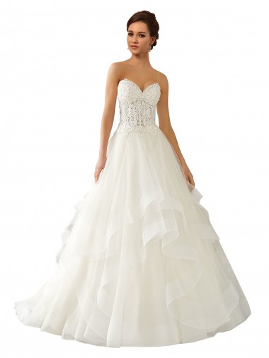 Ivoire Princesse Satiné Tulle Dentelle Robes de mariée à Vendre