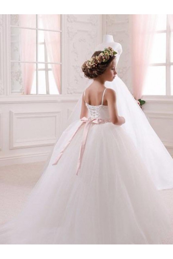 Ivoire Princesse Tulle Longue Robes de demoiselle d'honneur - fillette à Vendre
