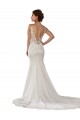 Ivoire Sirène Col V Dentelle Crêpe Stretch Robes de mariée à Vendre