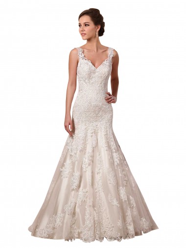 Ivoire Sirène Col V Tulle Dentelle Robes de mariée à Vendre