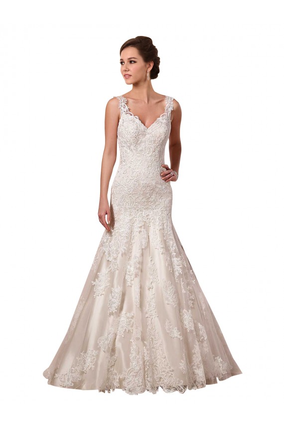 Ivoire Sirène Col V Tulle Dentelle Robes de mariée à Vendre