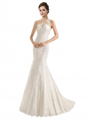 Ivoire Sirène Illusion Dentelle Robes de mariée à Vendre