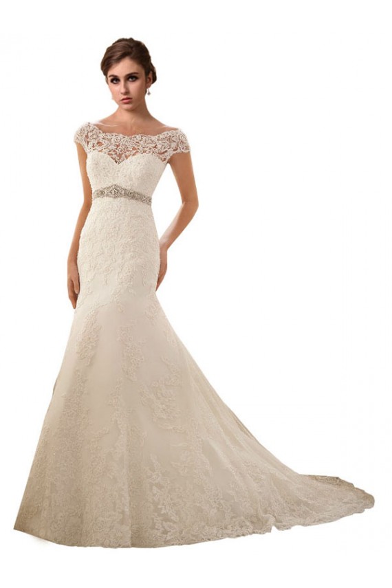 Ivoire Sirène Illusion Tulle Dentelle Robes de mariée à Vendre