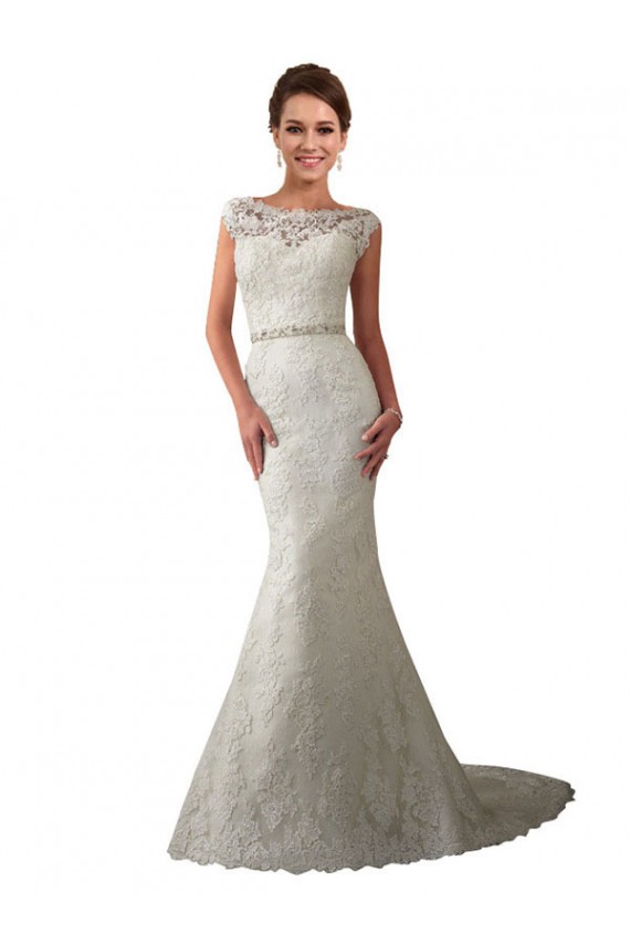 Ivoire Sirène Illusion Tulle Dentelle Robes de mariée à Vendre