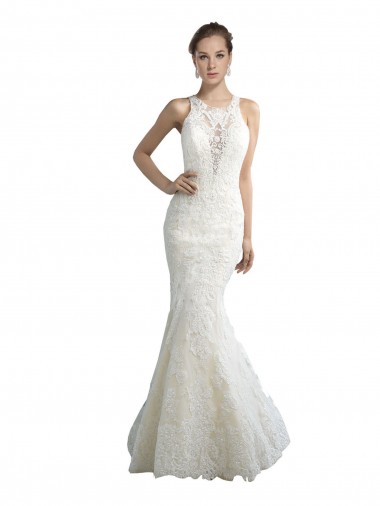 Ivoire Sirène Illusion Tulle Plage Robes de mariée à Vendre