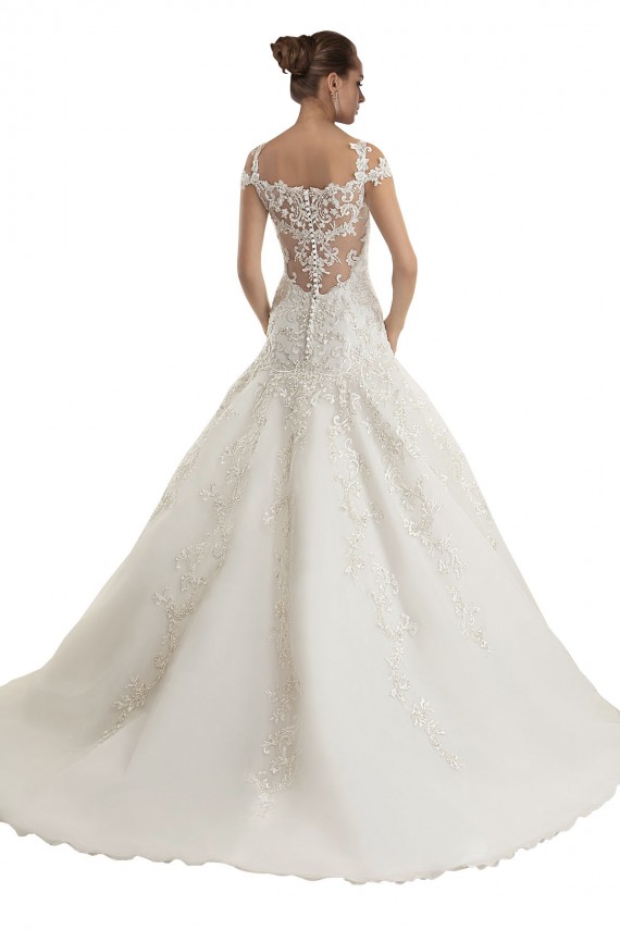 Ivoire Sirène Épaule Dénudée Balayage train Tulle Dentelle Robes de mariée à Vendre
