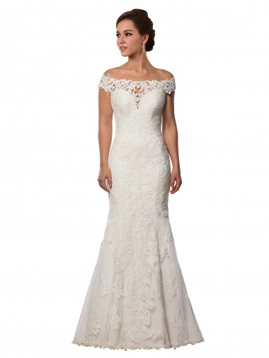 Ivoire Sirène Épaule Dénudée Dentelle Boho Robes de mariée à Vendre