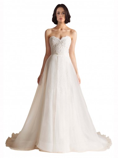 Ivoire Trapèze Balayage train Tulle Robes de mariée à Vendre
