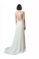 Ivoire Trapèze Bretelles spaghetti Col V Mousseline Dentelle Plage Robes de mariée à Vendre