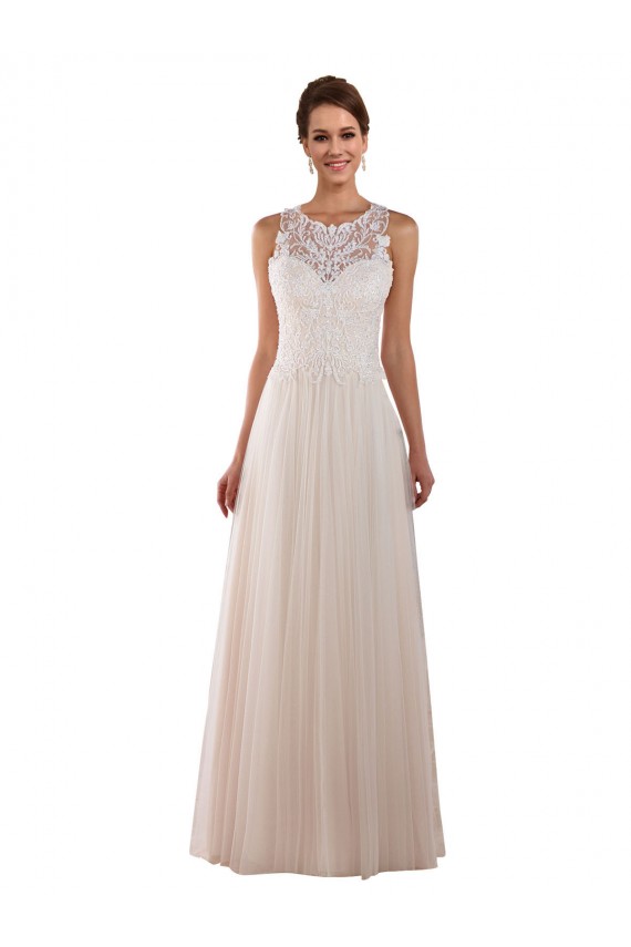 Ivoire Trapèze Col Haut Tulle Dentelle Boho Robes de mariée à Vendre