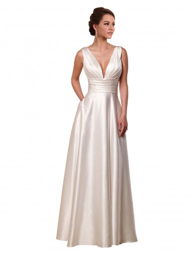 Ivoire Trapèze Col V Satiné Robes de mariée à Vendre