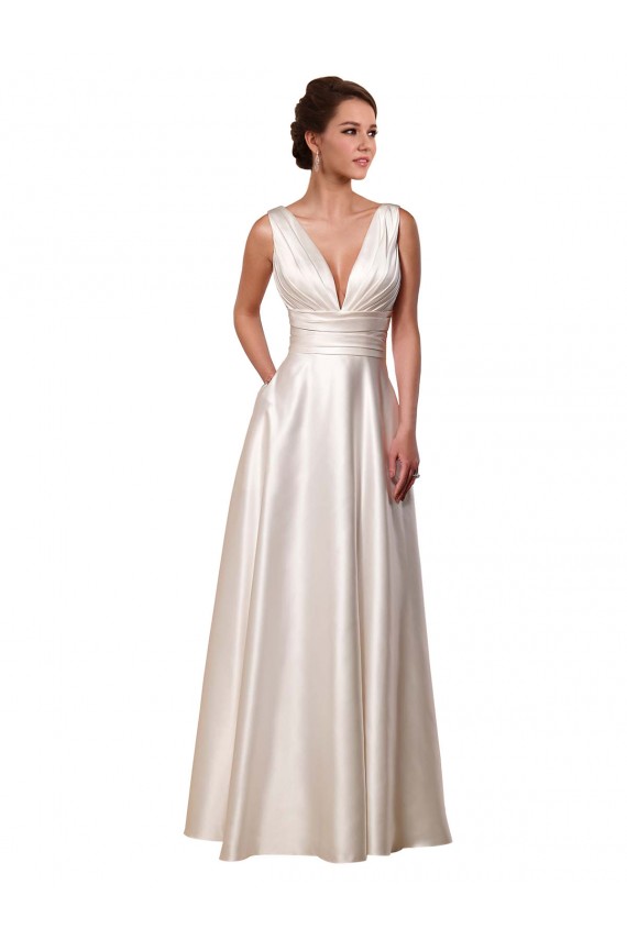Ivoire Trapèze Col V Satiné Robes de mariée à Vendre