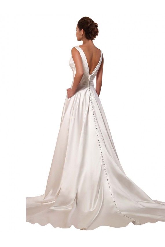 Ivoire Trapèze Col V Satiné Robes de mariée à Vendre