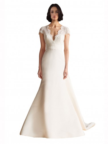 Ivoire Trapèze Col V Satiné Robes de mariée à Vendre