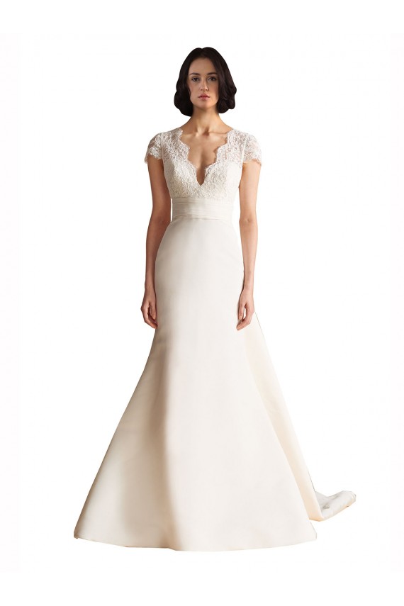 Ivoire Trapèze Col V Satiné Robes de mariée à Vendre