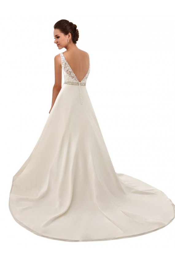 Ivoire Trapèze Illusion Dentelle Robes de mariée à Vendre