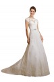 Ivoire Trapèze Illusion Tulle Dentelle Classique Robes de mariée à Vendre
