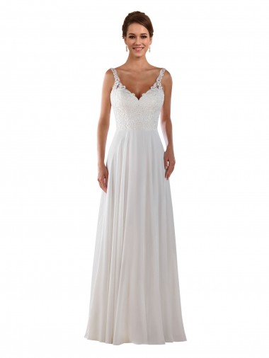 Ivoire Trapèze Mousseline Classique Boho Robes de mariée à Vendre