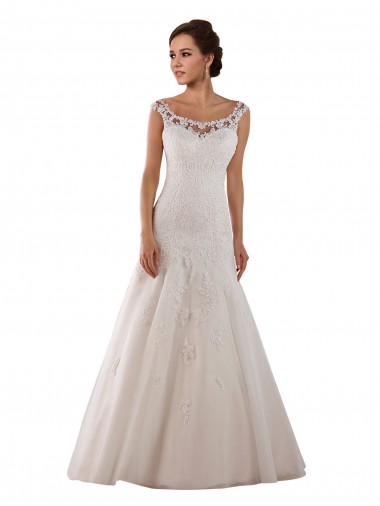 Ivoire Trapèze Scoop Tulle Robes de mariée à Vendre