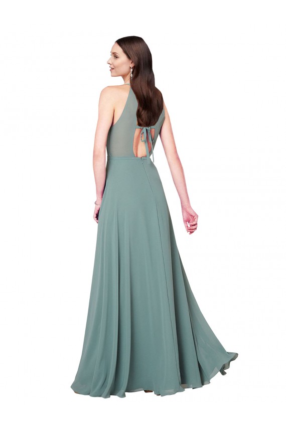 Lavande foncée Trapèze Licou Mousseline Longue Robes demoiselle d'honneur à Vendre