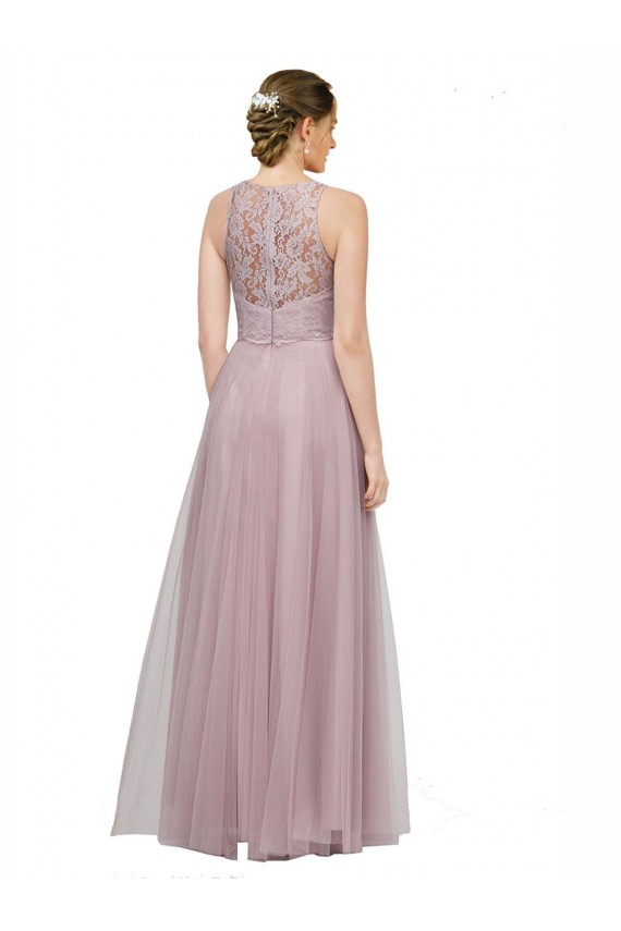 Light Lilac Trapèze Tulle Dentelle Longue Robes demoiselle d'honneur à Vendre