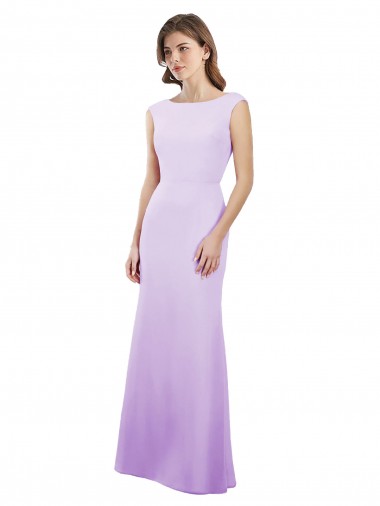 Lilas Colonne Col rond Mousseline Longue Robes demoiselle d'honneur à Vendre