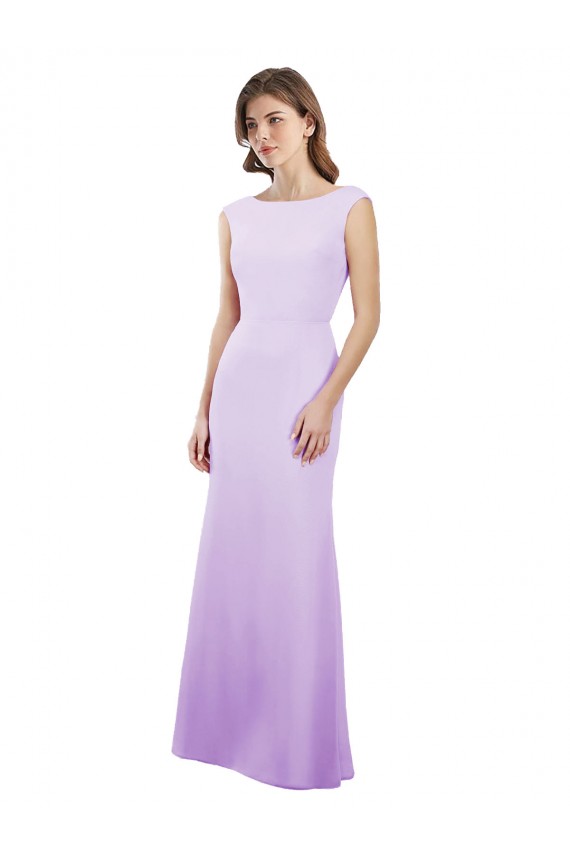 Lilas Colonne Col rond Mousseline Longue Robes demoiselle d'honneur à Vendre