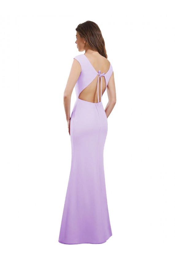 Lilas Colonne Col rond Mousseline Longue Robes demoiselle d'honneur à Vendre