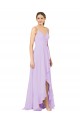 Lilas Fourreau Col V Mousseline Longue Asymétrique Robes demoiselle d'honneur à Vendre