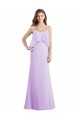 Lilas Trapèze Bretelles spaghetti Scoop Mousseline Longue Robes demoiselle d'honneur à Vendre