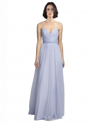 Lilas Trapèze Bretelles spaghetti Tulle Longue Robes demoiselle d'honneur à Vendre