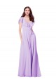 Lilas Trapèze Col V Mousseline Longue Robes demoiselle d'honneur à Vendre