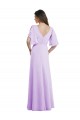 Lilas Trapèze Col V Mousseline Longue Robes demoiselle d'honneur à Vendre