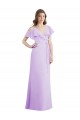 Lilas Trapèze Col V Mousseline Longue Robes demoiselle d'honneur à Vendre