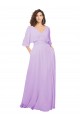 Lilas Trapèze Col V Mousseline Longue Robes demoiselle d'honneur à Vendre