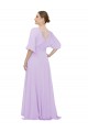 Lilas Trapèze Col V Mousseline Longue Robes demoiselle d'honneur à Vendre
