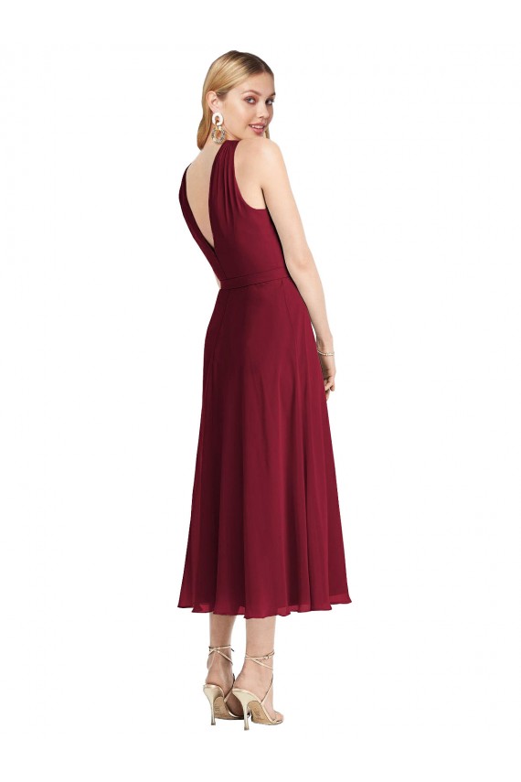 Lilas Trapèze Licou Mousseline Courte Robes demoiselle d'honneur / Robes de cocktail à Vendre