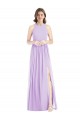 Lilas Trapèze Licou Mousseline Longue Robes demoiselle d'honneur à Vendre