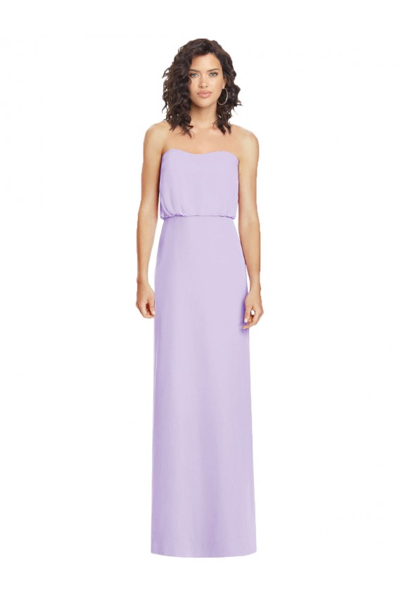 Lilas Trapèze Sans bretelle Mousseline Longue Robes demoiselle d'honneur à Vendre