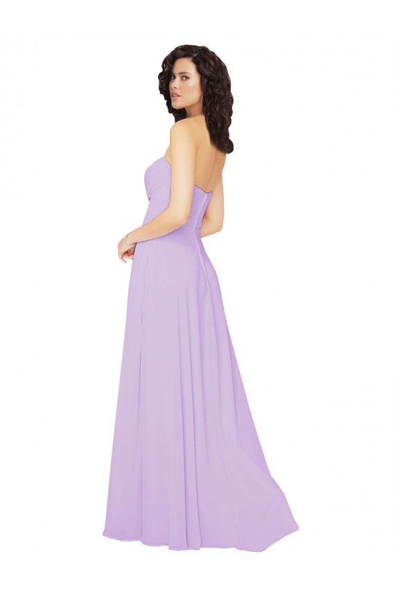 Lilas Trapèze Sans bretelle Mousseline Longue Robes demoiselle d'honneur à Vendre