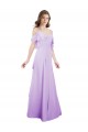 Lilas Trapèze Épaule Dénudée Bretelles spaghetti Mousseline Longue Robes demoiselle d'honneur à Vendre