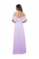 Lilas Trapèze Épaule Dénudée Bretelles spaghetti Mousseline Longue Robes demoiselle d'honneur à Vendre