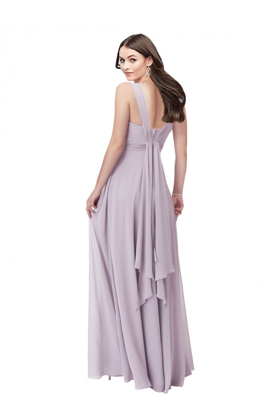 Lueur rose Trapèze Col V Mousseline Longue Robes demoiselle d'honneur à Vendre