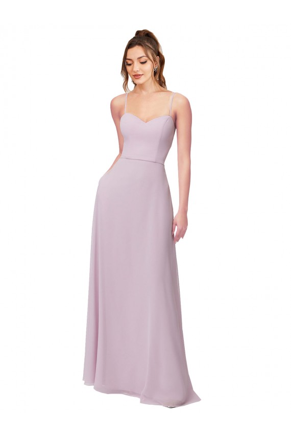 Lueur rose Trapèze Mousseline Longue Robes demoiselle d'honneur à Vendre