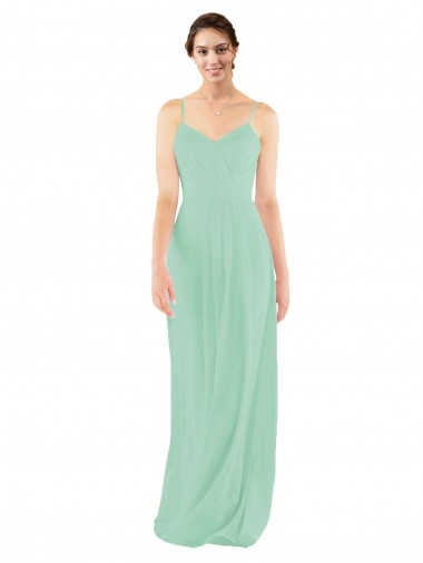Menthe verte Fourreau Col V Mousseline Longue Robes demoiselle d'honneur à Vendre