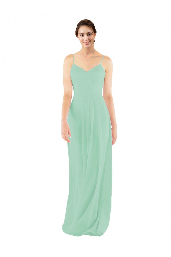 Menthe verte Fourreau Col V Mousseline Longue Robes demoiselle d'honneur à Vendre