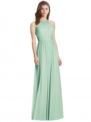 Menthe verte Trapèze Licou Mousseline Longue Robes demoiselle d'honneur à Vendre